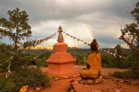 Amitabha stupa - About Amitabha Stupa. Sedona, Arizona, about halfway between Phoenix and the Grand Canyon, is a must-visit place for spiritual seekers the world over. Since 2004, such visitors have been flocking to Sedona’s Amitabha Stupa. (Some call it Sedona’s newest vortex.) 